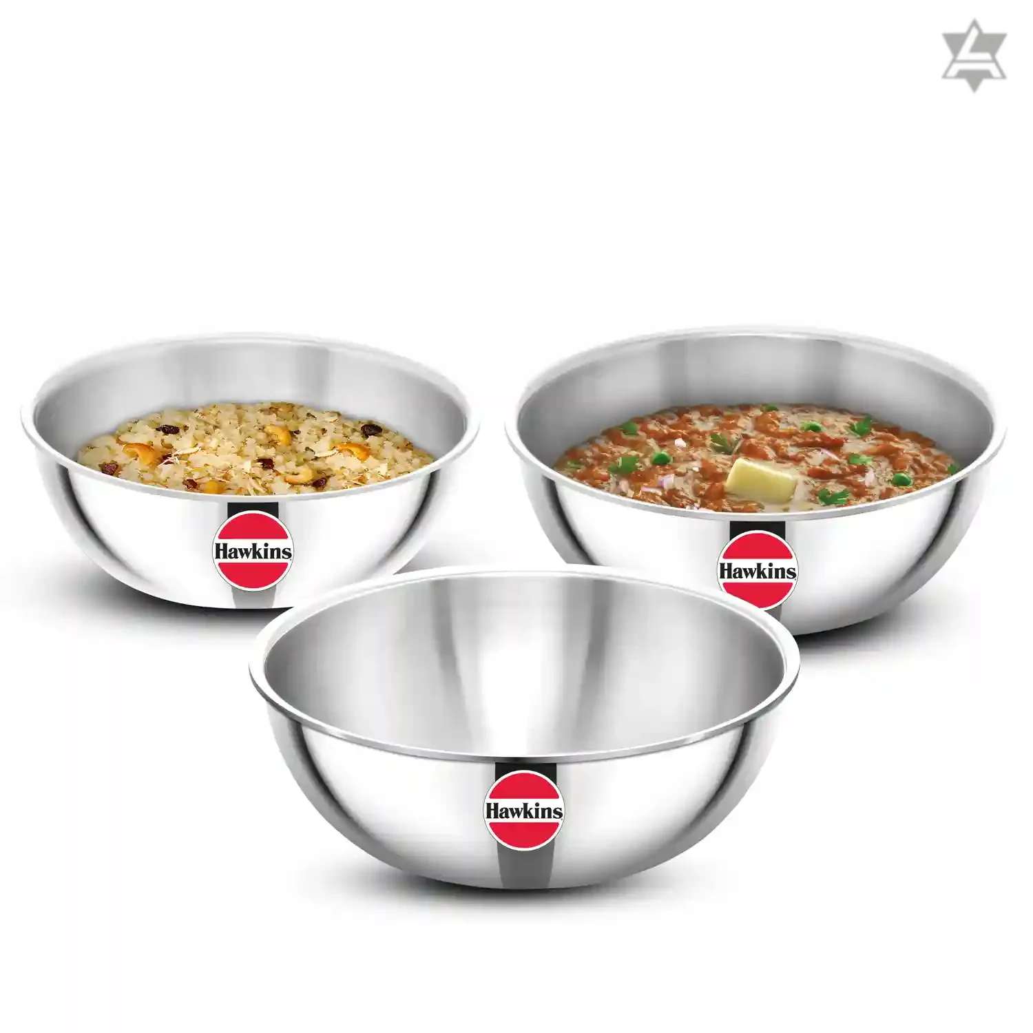 Hawkins Kitchen Gift Pack 2024, Set of 1.5 Litre, 2 Litre and 2.5 Litre Triply Stainless Steel Metro Kadhai, Tasla, Kadai, Silver (24STGP) 